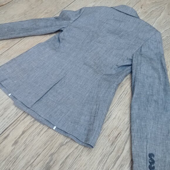 Theory size 4 linen blend double breasted blazer jacket lightweight gray - Picture 3 of 16
